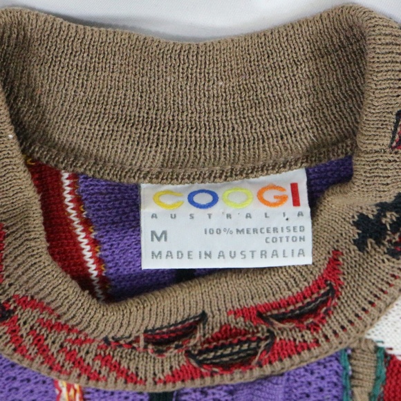 vtg COOGI Authentic Vibrant Multicolor Woven Crewneck Sweater Sz M Men - Picture 3 of 8